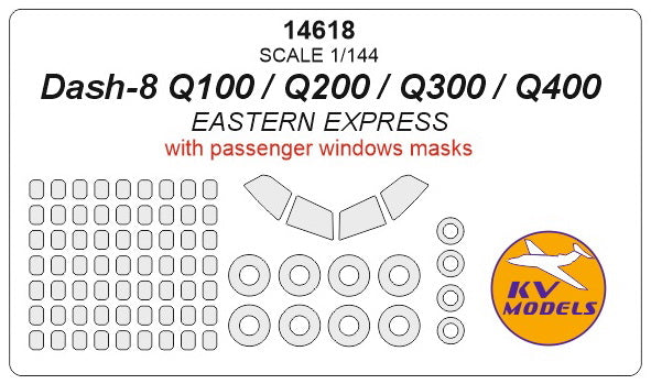 KV Models KV14618 Bombardier Dash 8 Window & Wheel Masks 1:144