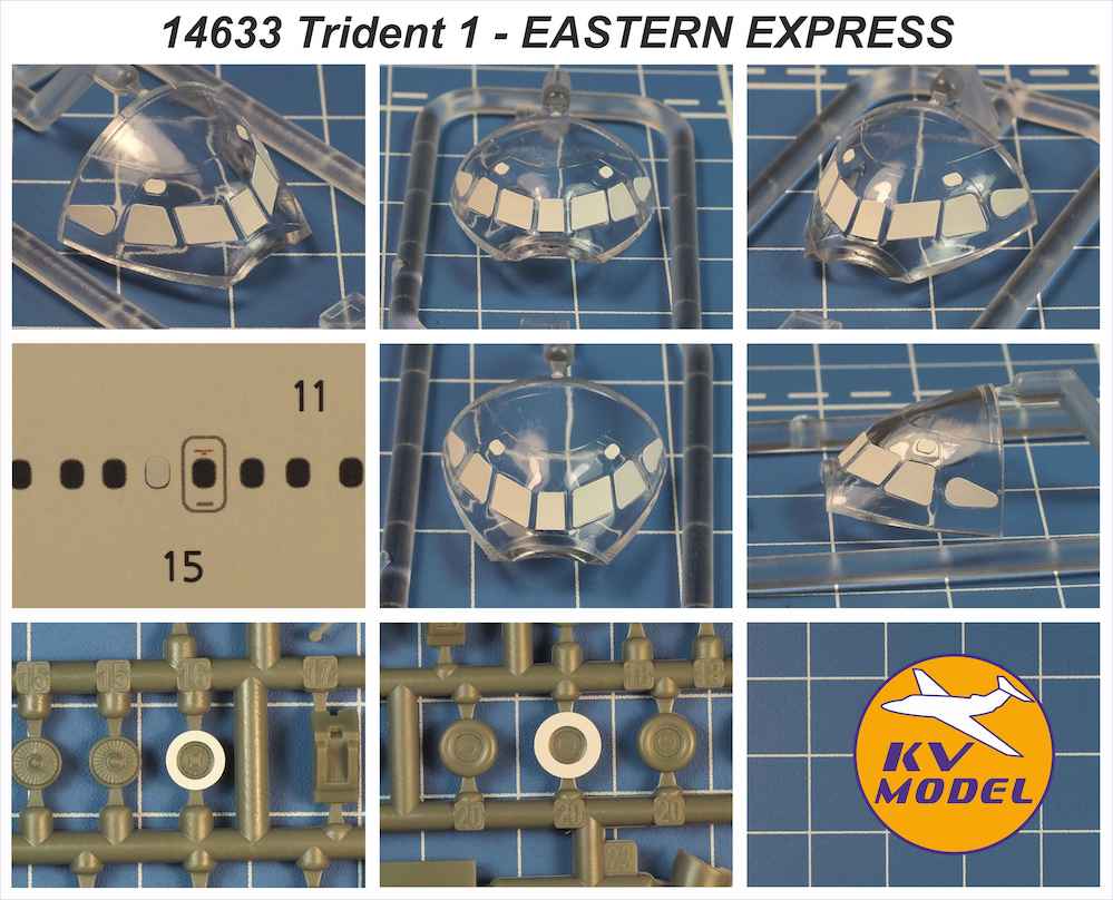 KV Models KV14633 1:144 Hawker-Siddeley Trident 1c wheels & canopy masks