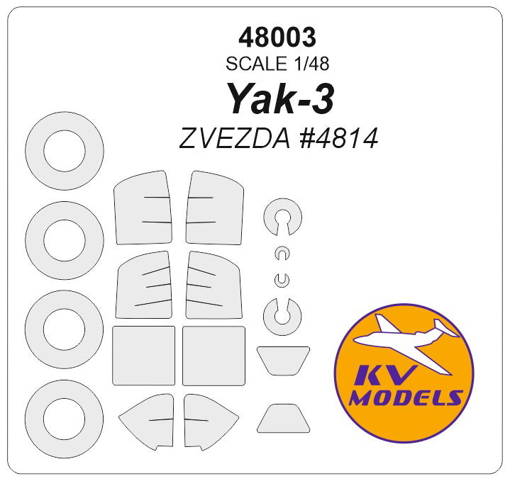 KV Models KV48003 1:48 Yakovlev Yak-3 wheels and canopy frame paint masks