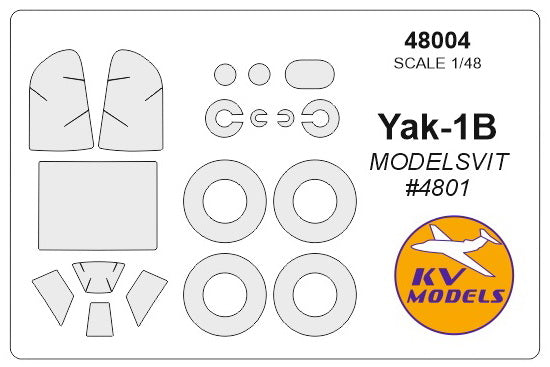 KV Models KV48004 1:48 Yakovlev Yak-1B wheels and canopy frame paint masks
