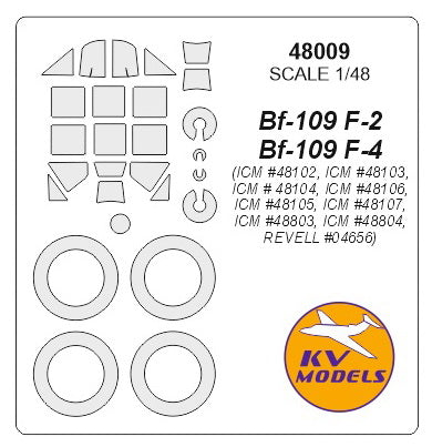 KV Models KV48009 Bf-109F-2/F-4/R-3/R-6 Canopy & Wheel Masks 1:48