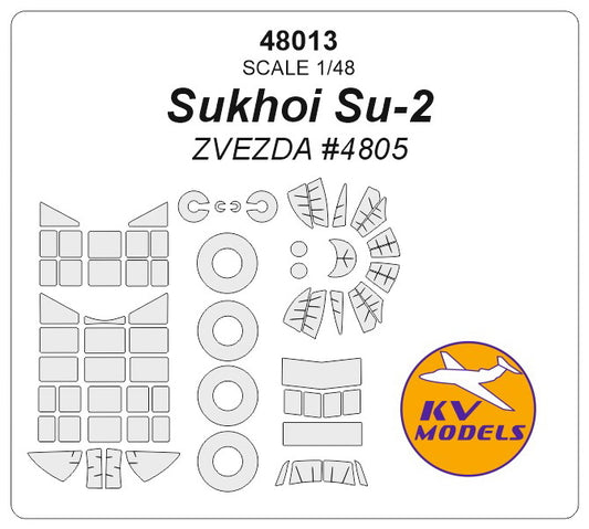 KV Models KV48013 1:48 Sukhoi Su-2 wheels and canopy frame paint masks