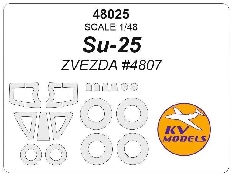 KV Models KV48025 1:48 Sukhoi Su-25 wheels and canopy frame paint masks