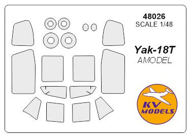 KV Models KV48026 1:48 Yakovlev Yak-18T wheels and canopy frame paint masks