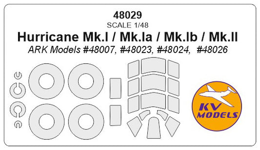 KV Models KV48029 1:48 Hawker Hurricane Mk.I wheels and canopy frame paint masks