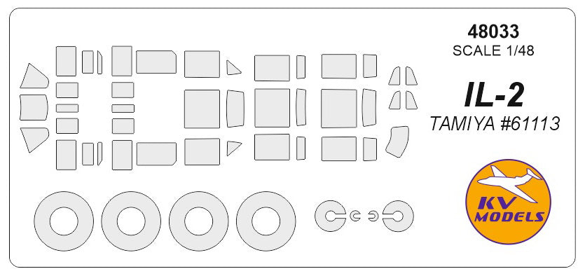 KV Models KV48033 1:48 Ilyushin IL-2 wheels and canopy frame paint masks