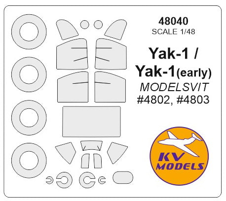 KV Models KV48040 1:48 Yakovlev Yak-1 wheels and canopy frame paint masks