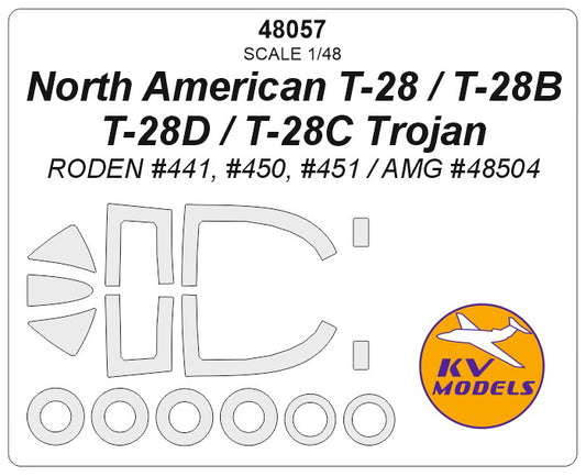 KV Models KV48057 1:48 North-American T-28 Trojan wheels & canopy masks