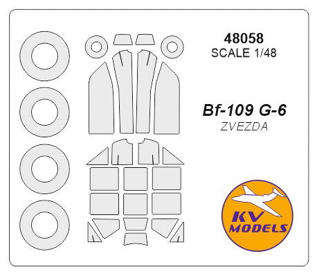 KV Models KV48058 1:48 Messerschmitt Bf-109G-6 wheels & canopy frame paint masks