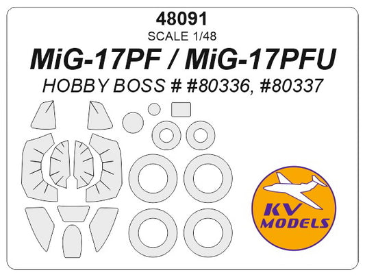 KV Models KV48091 1:48 Mikoyan MiG-17 wheels and canopy frame paint masks