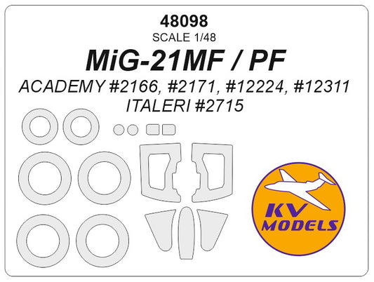 KV Models KV48098 1:48 Mikoyan MiG-21MF / PF wheels and canopy frame paint masks