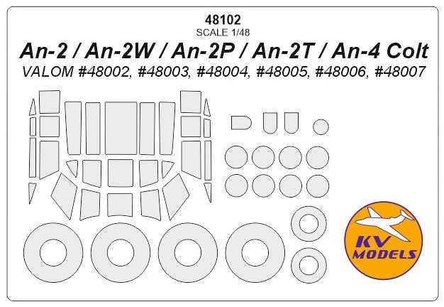 KV Models KV48102 1:48 Antonov An-2 wheels and canopy frame paint masks