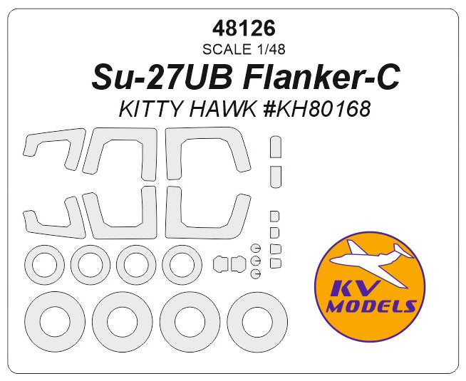 KV Models KV48126 1:48 Sukhoi Su-27UB Flanker-C wheels & canopy masks