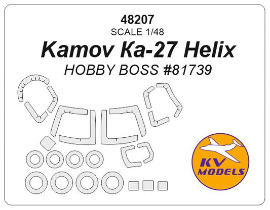 KV Models KV48207 1:48 Kamov KA-27 Helix wheels and canopy frame paint masks