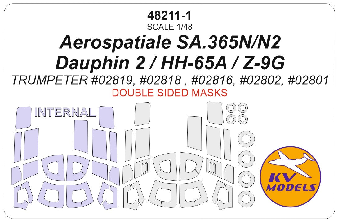 KV Models KV48211-1 Aerospatiale SA.365N/HH-65A/Z-9G Masks 1:48