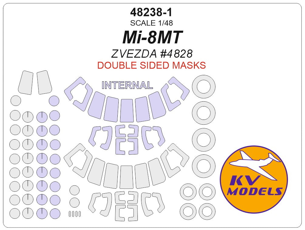 KV Models KV48238-1 1:48 Mil Mi-8MT wheels and canopy frame paint mask