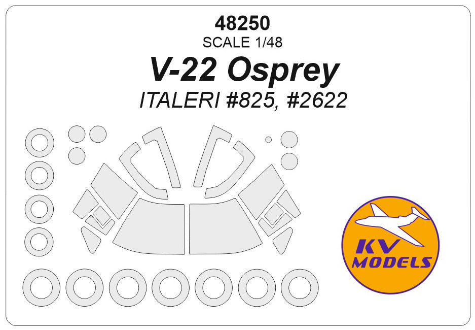 KV Models KV48250 1:48 Bell V-22 Osprey wheels and canopy frame paint masks