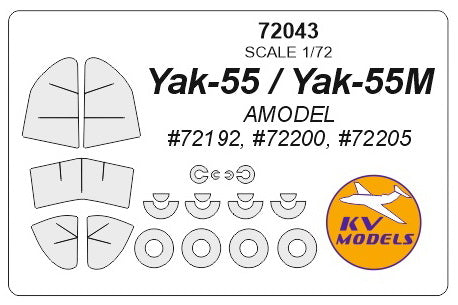 KV Models KV72043 1:72 Yakovlev Yak-55 wheels and canopy frame paint masks