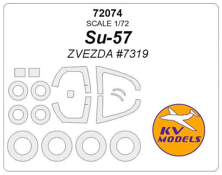 KV Models KV72074 1:72 Sukhoi Su-57 wheels and canopy frame paint masks