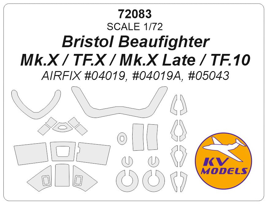 KV Models KV72083 Beaufighter Mk.X / TF.X Canopy & Wheel Masks 1:72