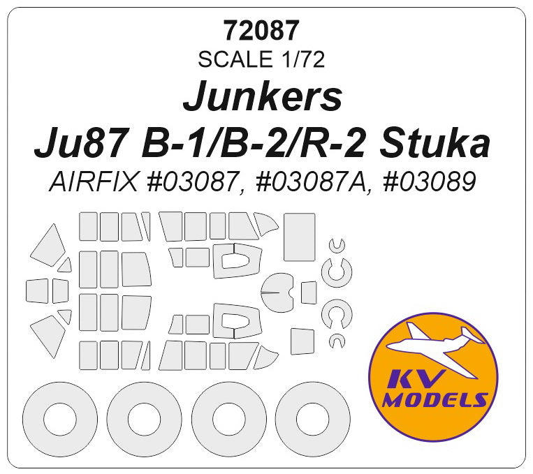 KV Models KV72087 Junkers Ju-87B/R Stuka Canopy & Wheel Paint Masks 1:72