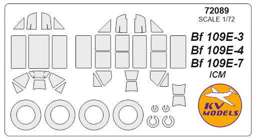 KV Models KV72089 1:72 Messerschmitt Bf-109E wheels and canopy frame paint masks
