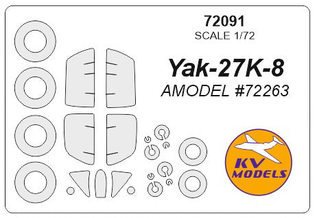 KV Models KV72091 1:72 Yakovlev Yak-27K-8 wheels and canopy frame paint masks