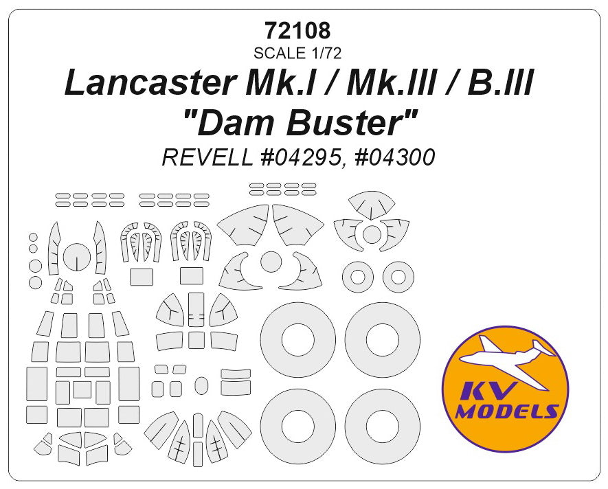 KV Models KV72108 1:72 Avro Lancaster wheels and canopy frame paint masks