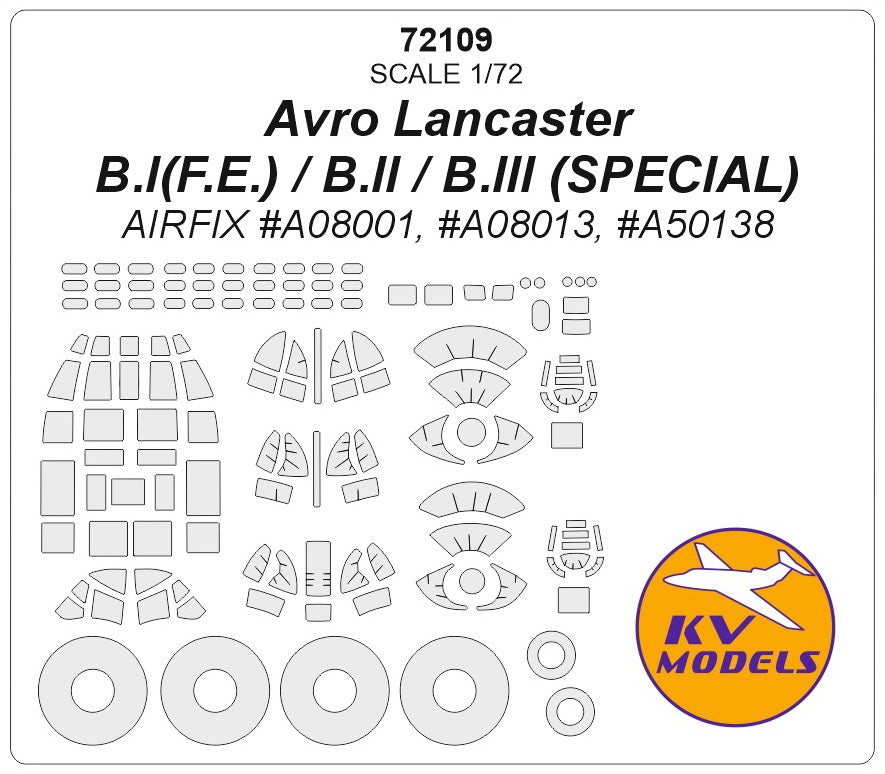 KV Models KV72109 1:72 Avro Lancaster wheels and canopy frame paint masks