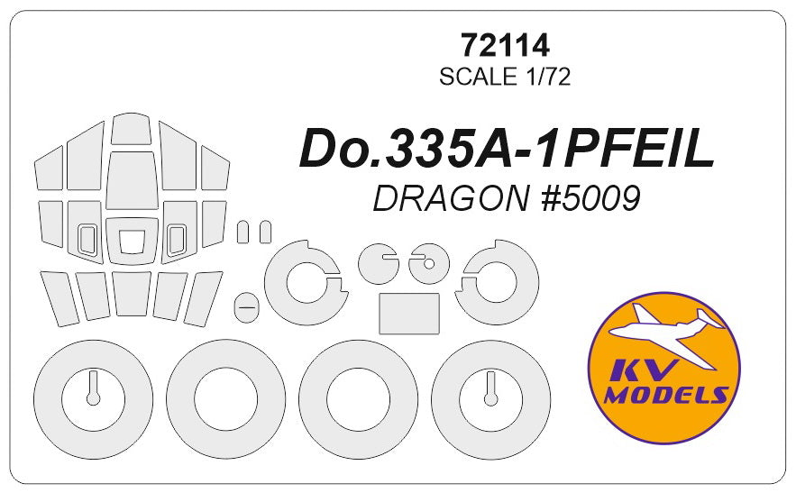 KV Models KV72114 1:72 Dornier Do-335A-1 PFEIL wheels & canopy frame paint masks