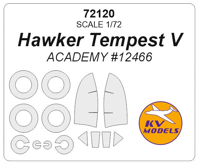 KV Models KV72120 1:72 Hawker Tempest Mk.V wheels and canopy frame paint masks