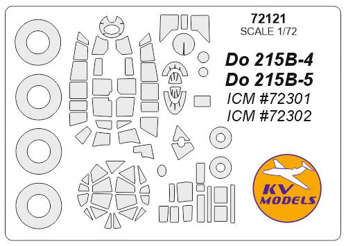 KV Models KV72121 1:72 Dornier Do-215B wheels and canopy frame paint masks