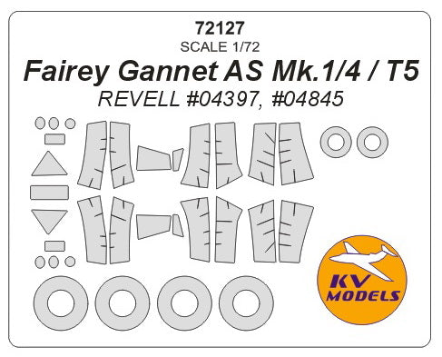 KV Models KV72127 Fairey Gannet AS Mk.1/4 / T5 Canopy & Wheel Masks 1:72