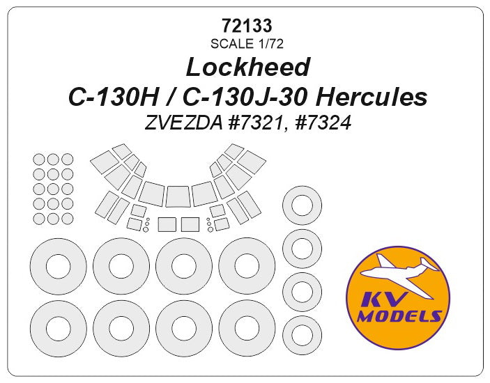 KV Models KV72133 1:72 Lockheed C-130H Hercules wheels & canopy masks