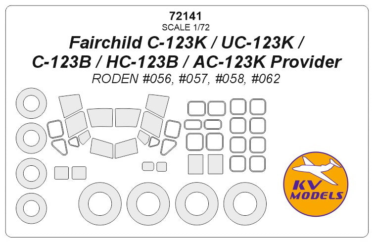 KV Models KV72141 1:72 Fairchild C-123 Provider wheels & canopy masks