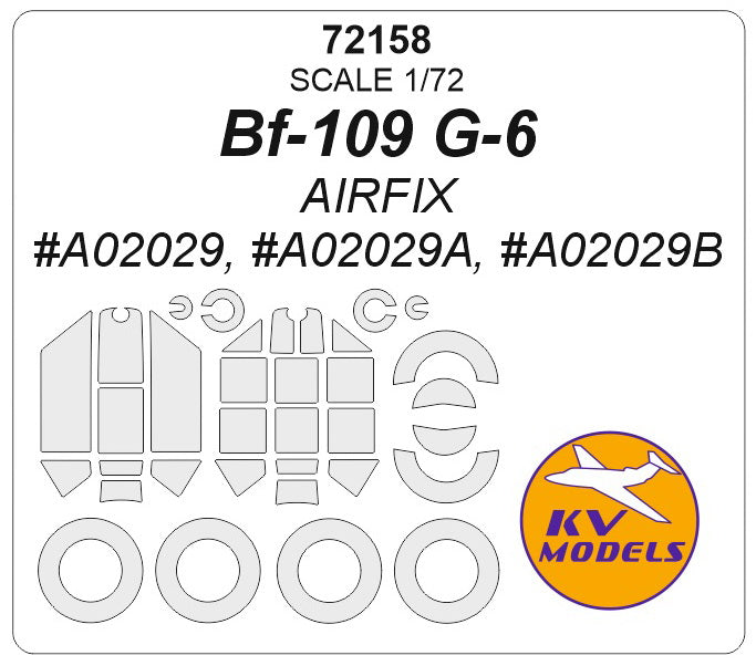KV Models KV72158 1:72 Messerschmitt Bf-109G-6 wheels & canopy frame paint masks