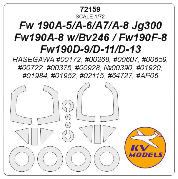 KV Models KV72159 Fw-190A/D/F Series Canopy & Wheel Paint Masks 1:72