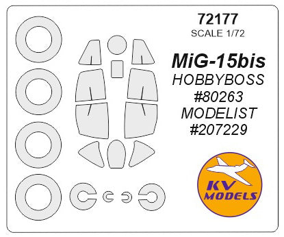 KV Models KV72177 1:72 Mikoyan MiG-15bis wheels and canopy frame paint masks