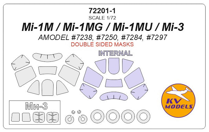 KV Models KV72201-1 1:72 Mil Mi-1M / Mi-3- wheels and canopy frame paint masks