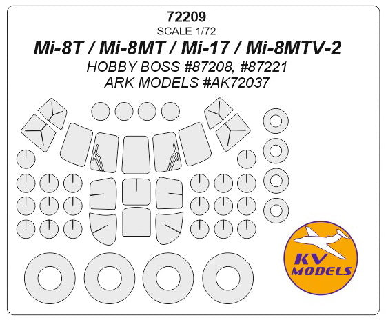 KV Models KV72209 1:72 Mil Mi-8 / Mi-17 wheels and canopy frame paint masks