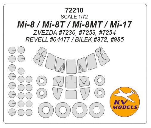 KV Models KV72210 1:72 Mil Mi-8 / Mi-17wheels and canopy frame paint masks