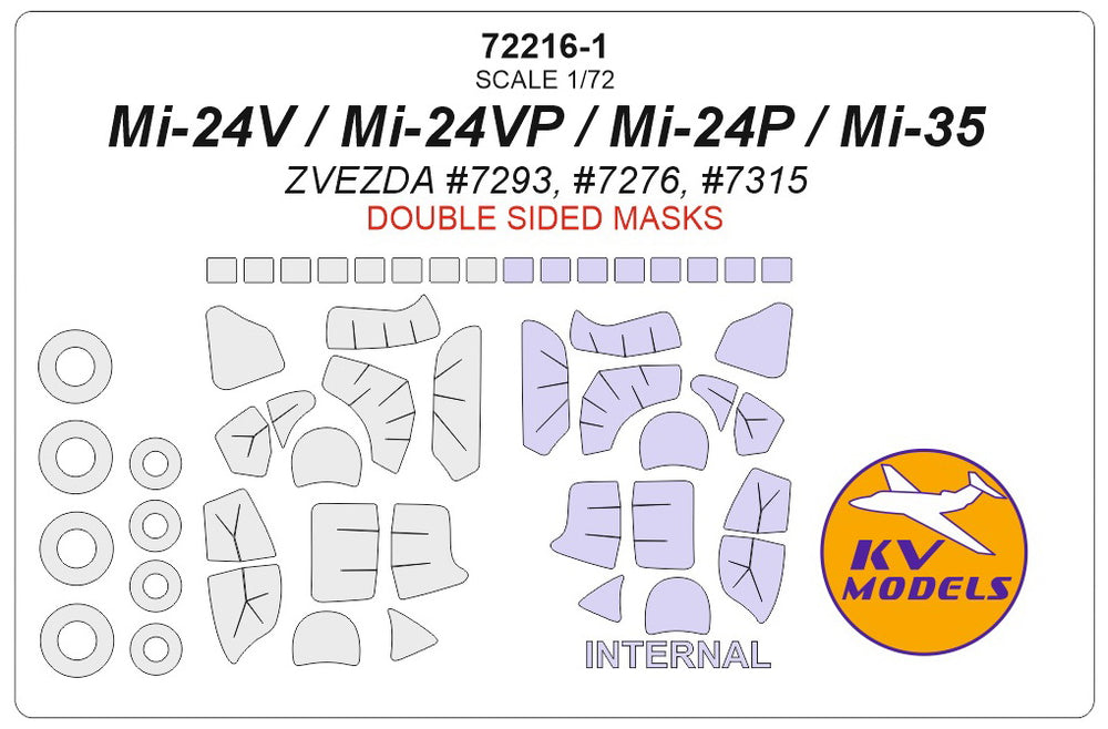 KV Models KV72216-1 1:72 Mil Mi-24V / Mi-35 -wheels and canopy frame paint masks