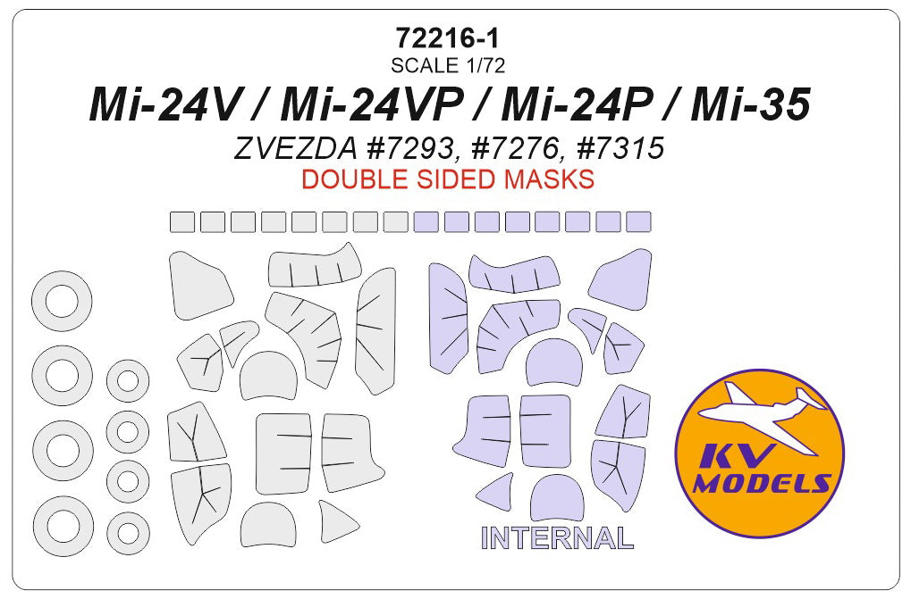 KV Models KV72216-1 1:72 Mil Mi-24V / Mi-35 -wheels and canopy frame paint masks