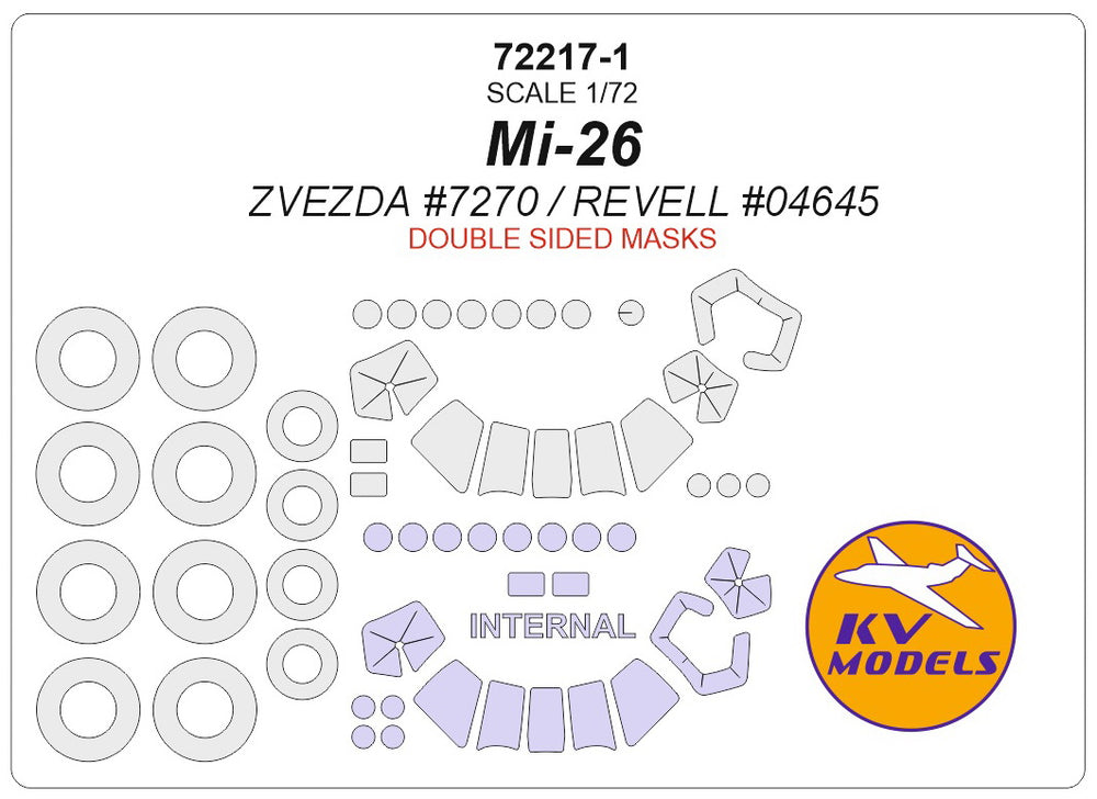 KV Models KV72217-1 1:72 Mil Mi-26 wheels and canopy frame paint masks