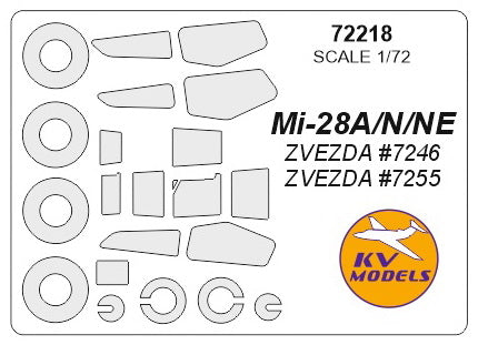 KV Models KV72218 1:72 Mil Mi-28 wheels and canopy frame paint masks