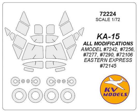 KV Models KV72224 1:72 Kamov Ka-15 wheels and canopy frame paint masks