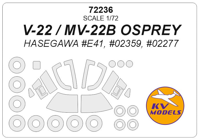 KV Models KV72236 1:72 Bell V-22 OSPREY wheels and canopy frame paint masks