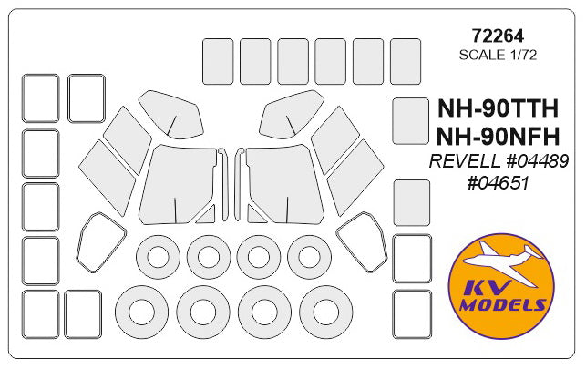 KV Models KV72264 1:72 Eurocopter NH-90 wheels and canopy frame paint masks