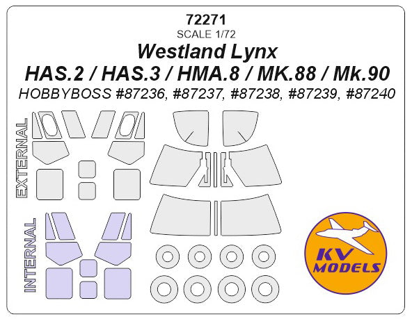 KV Models KV72271 1:72 Westland Lynx wheels and canopy frame paint masks