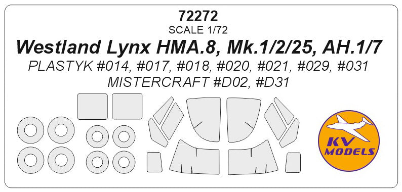 KV Models KV72272 1:72 Westland Lynx wheels and canopy frame paint masks